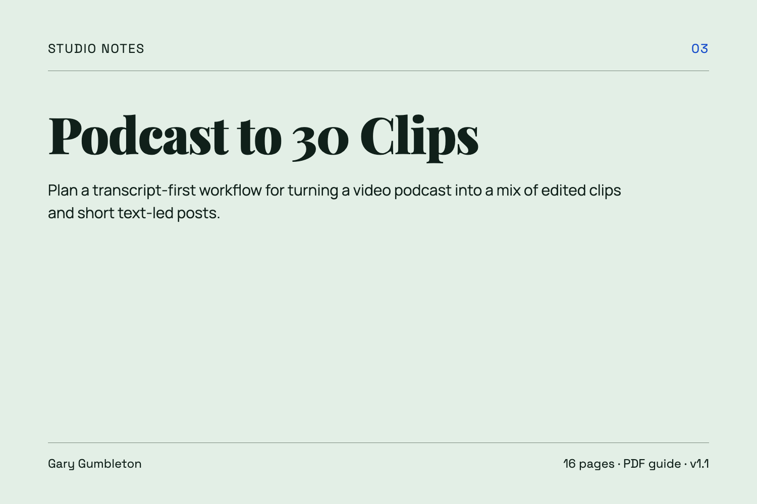 Podcast to 30 Clips, version 1.1 cover