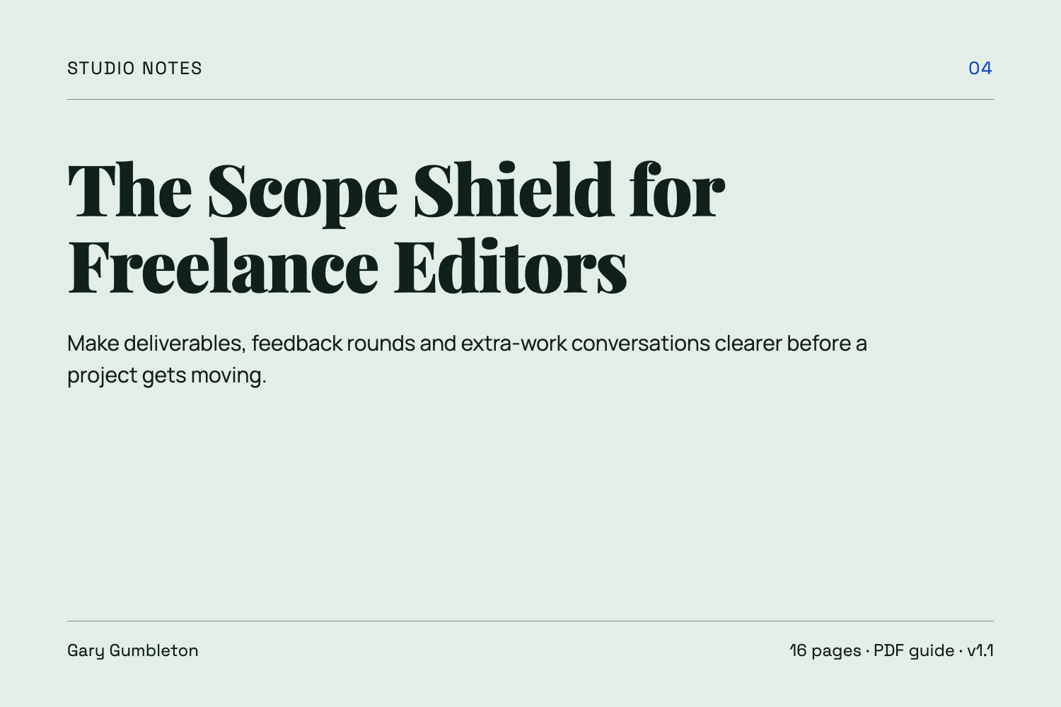 The Scope Shield for Freelance Editors, version 1.1 cover