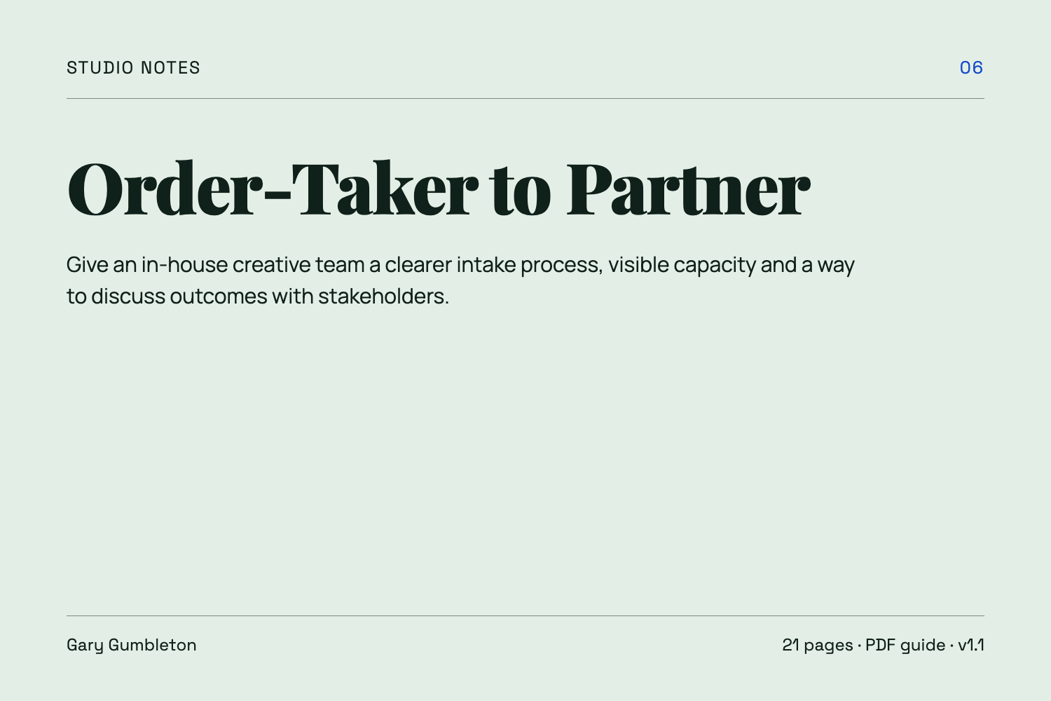 Order-Taker to Partner, version 1.1 cover