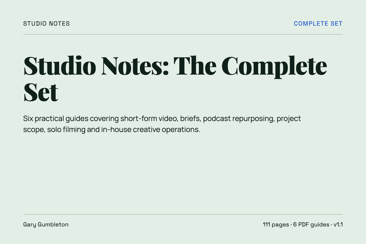 Studio Notes: The Complete Set, version 1.1 cover